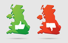 UK Map Icon Set With Thumb Hands