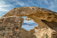Calvi In Corsica Viewed Through Hole In Rock