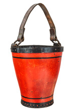 Vintage Leather Fire Brigade Bucket Isolated On White