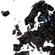 High detailed Europe road map with labeling - Black.