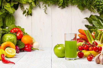Wall Mural - Fresh juice, mix fruits and vegetable