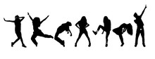 Silhouettes Of Dancing People Isolated On White