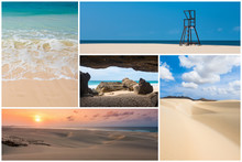 Picture Montage Of Boavista Island Landscapes  In Cape Verde Arc