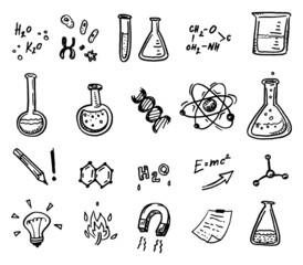 Hand drawn chemistry and science icons