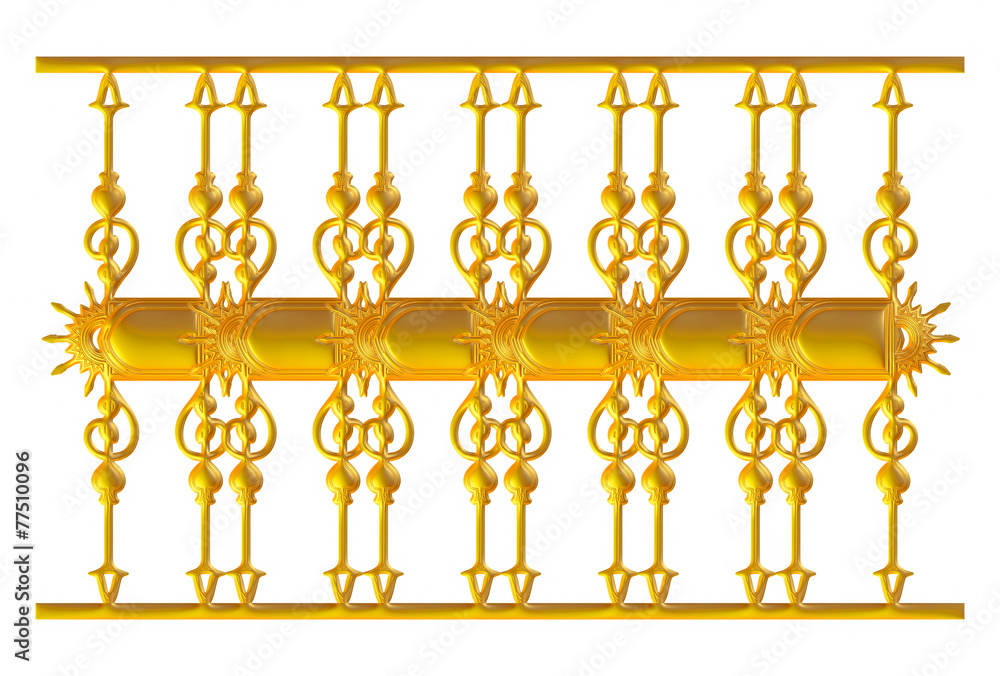 wrought iron fence and gate on isolated white background