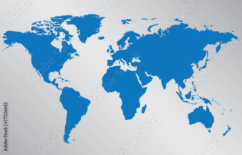 Carte du monde illustration sur fond gris Poster