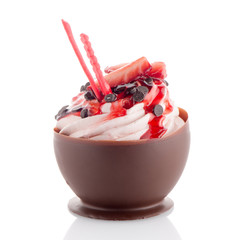 Strawberry and chocolate pastry mousse