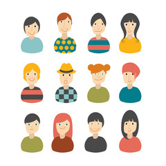 Poster - Set of avatars profile pictures flat icons.