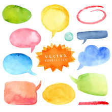 Watercolor Hand Drawn Speech Bubbles