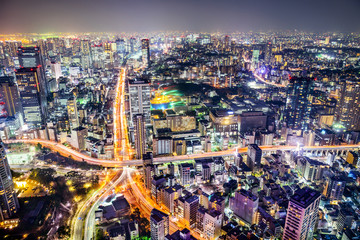 Tokyo, Japan cityscape and highways