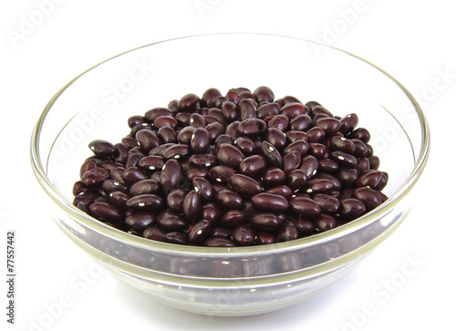 Top view of uncoocked red beans on a cristal bowl. Gernika beans Poster