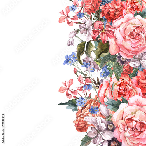 Naklejka dekoracyjna Greeting Card Floral Bouquet with roses