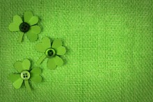 St Patricks Day Green Burlap With Paper Shamrocks