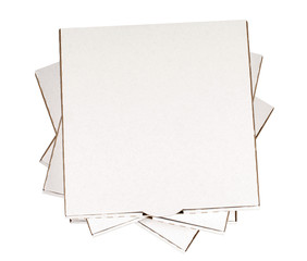 Wall Mural - Small stack of several plain white pizza delivery boxes flat closed top lid isolated photo