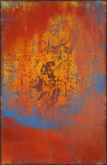 Wall Mural - Vibrant Grungy Metal Background with Rusty Seams Along Edges