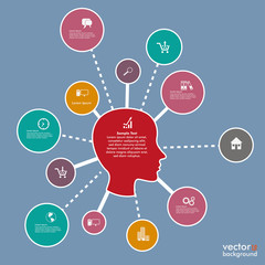 Sticker - infographic head networks flat