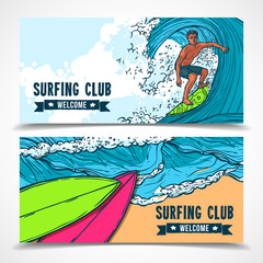 Canvas Print - Surfing banners set