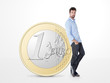 © Dave_Pot - young man endorsed on a big one euro coin