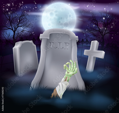 Zombie grave Halloween illu...