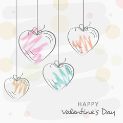 Sticker - Happy Valentines Day celebration greeting card with hearts.