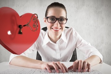 Aufkleber - Composite image of businesswoman typing on a keyboard