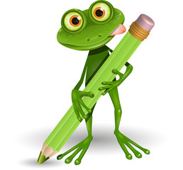 Poster - Frog with Pencil