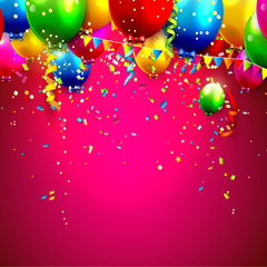 Wall Mural - Colorful balloons and confetti - vector background