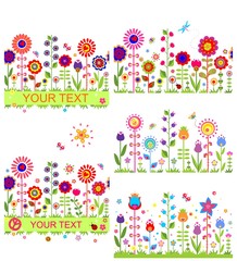 Wall Mural - Funny floral borders with abstract flowers