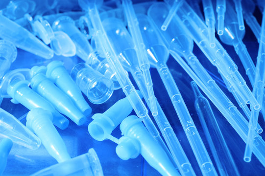 test tubes in laboratory take with blue filter