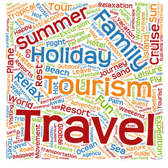 Conceptual tourism or travel  word cloud
