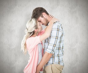Poster - Composite image of attractive young couple about to kiss