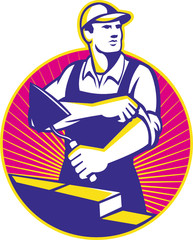 Wall Mural - Mason Masonry Construction Worker Trowel