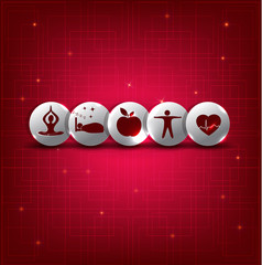 Poster - Healthy living symbol set on a abstract red background