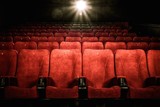 Fototapeta Na sufit - Empty comfortable red seats with numbers in cinema