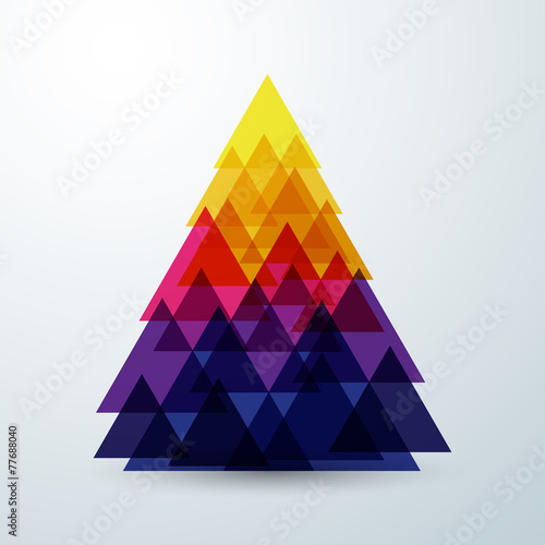 Christmas tree abstract triangle with colorful creative art geom