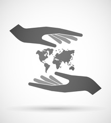 Poster - Hands protecting or giving a world map