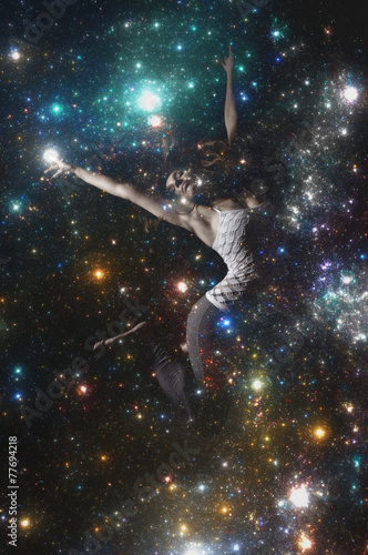 Dancing Girl In Double Exposure With Universe Buy This Stock Photo And Explore Similar Images At Adobe Stock Adobe Stock