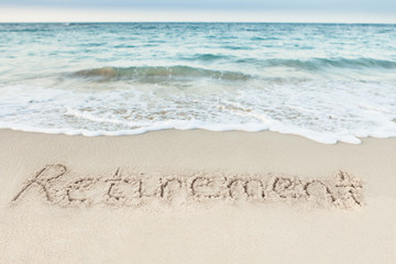 Retirement Written On Sand By Sea