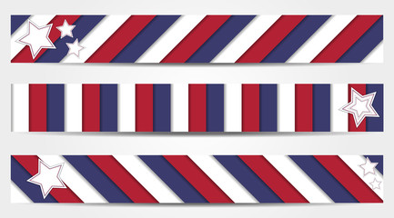 Wall Mural - Collection of 3 striped banners in official colors of USA