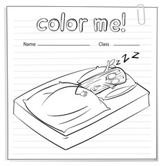 Wall Mural - A color me worksheet with a log sleeping