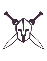 Wall Mural - spartan helmet with crossed swords vector illustration, eps10