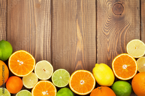 Naklejka na szybę Citrus fruits. Oranges, limes and lemons