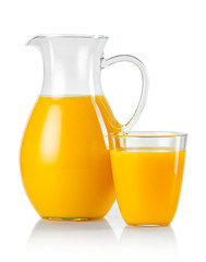 Wall Mural - Jug and glass with orange juice isolated on white