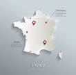 France map blue white card paper 3D vector