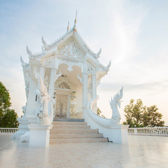 Wall Mural - White Buddhist temple in Thailand