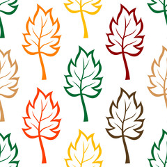 Canvas Print - Seamless background pattern of colorful leaves