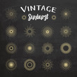 Vintage sunburst on chalkboard background