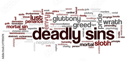 Fotomural Tag cloud related to seven deadly sins