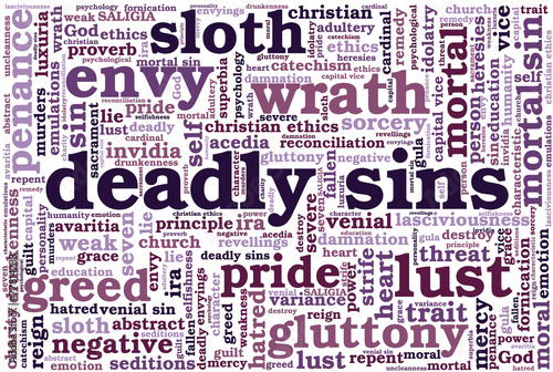 Cuadros en Lienzo Tag cloud related to seven deadly sins