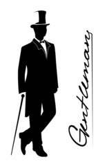 Wall Mural - silhouette of a gentleman in a tuxedo